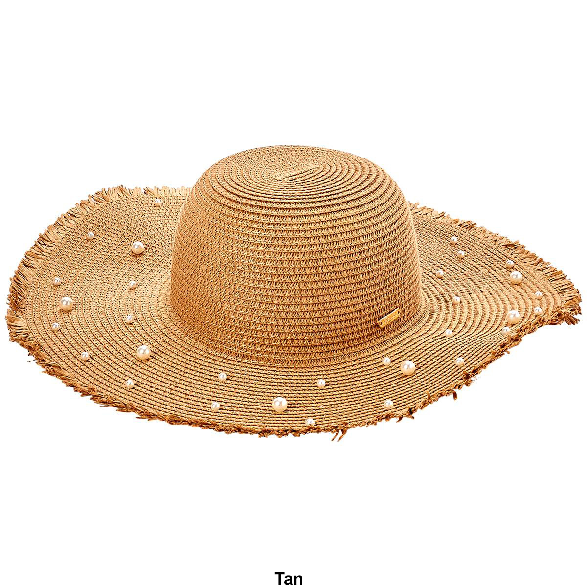 Womens Steve Madden Mandi Embellished Pearl Brim Floppy Hat