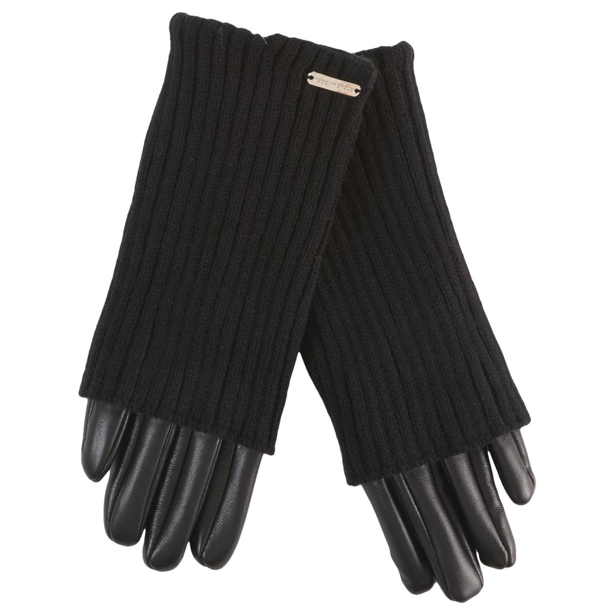 Womens Steve Madden Faux Leather Gloves w/ Rib Cuff