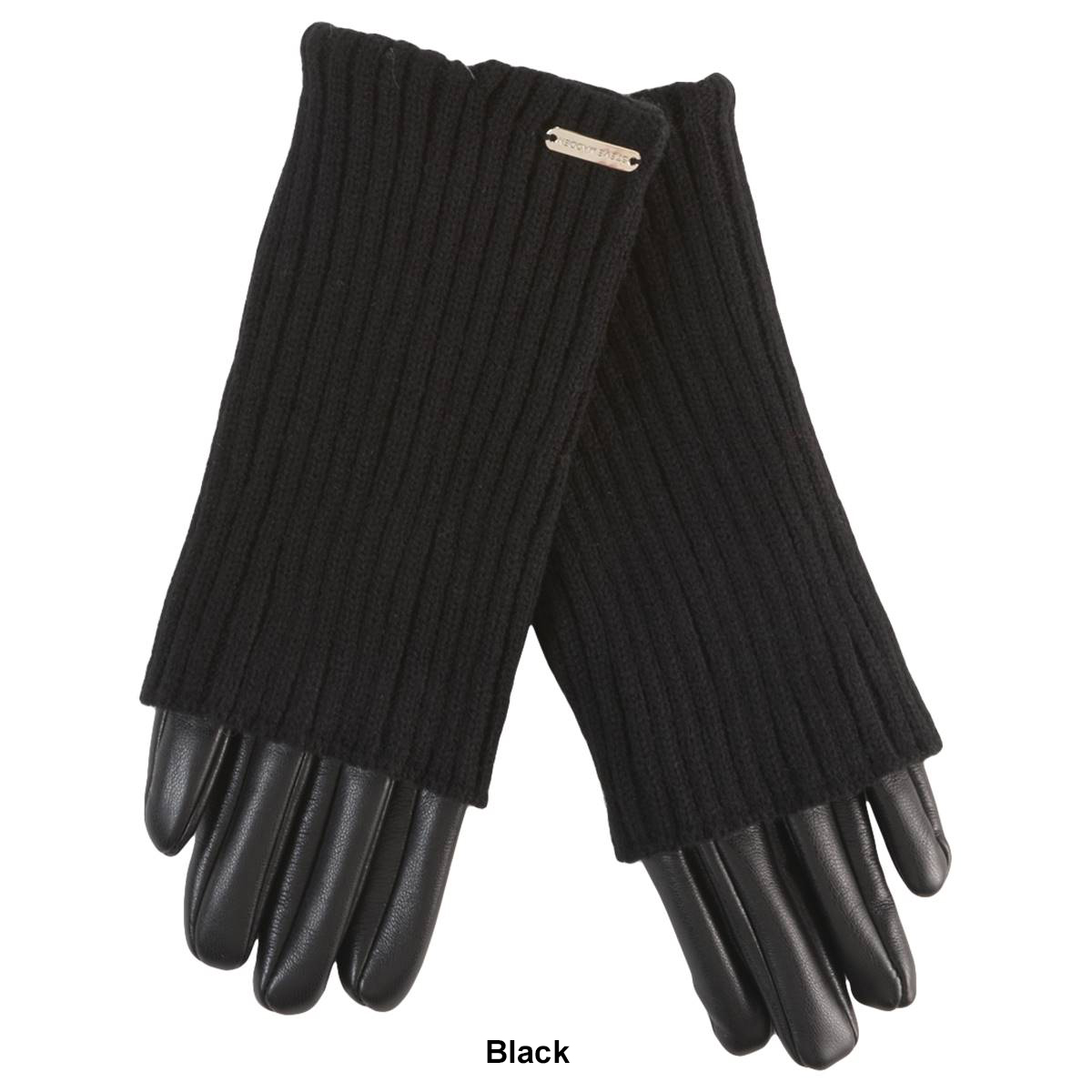 Womens Steve Madden Faux Leather Gloves W/ Rib Cuff