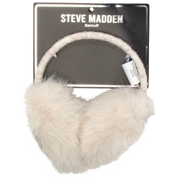 Womens Steve Madden Cozy Knit Faux Fur Earmuffs