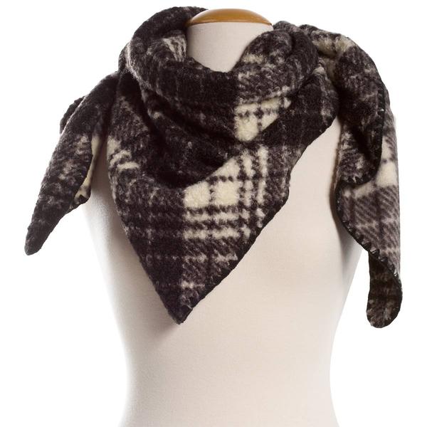 Womens Steve Madden Sherpa Plaid Triangle Scarf