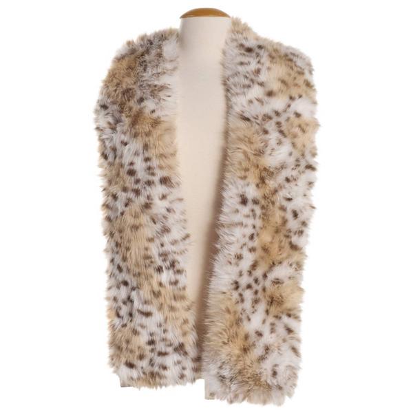 Womens Betsey Johnson Snow Leopard Faux Fur Scarf