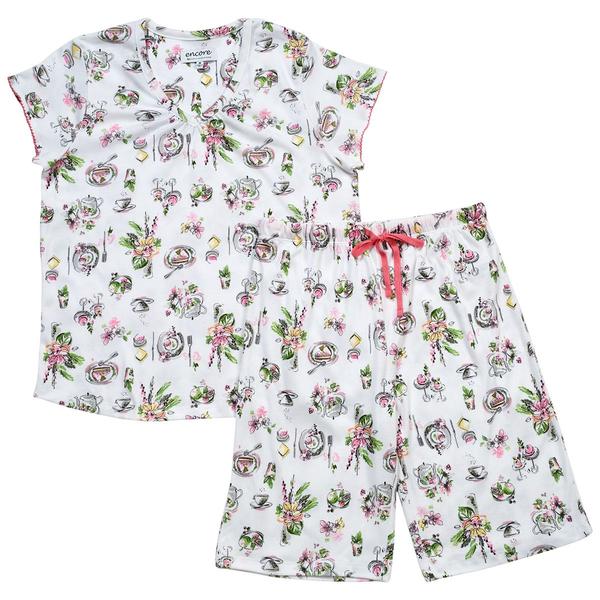 Petite Karen Neuburger Short Sleeve Teatime Bermuda Pajama Set alternate view