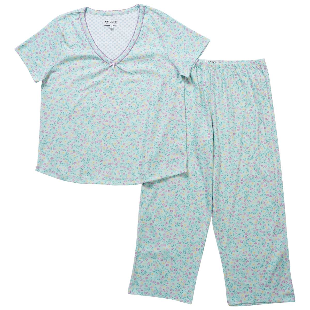 Petite Karen Neuburger Short Sleeve Daisy Ditsy Capri Pajama Set