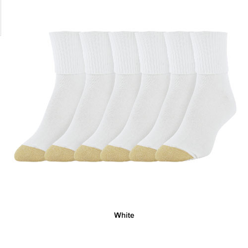 Womens Gold Toe(R) 6pk. Extended Turn Cuff Quarter Socks