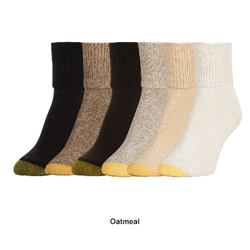 Womens Gold Toe(R) 6pk. Extended Turn Cuff Quarter Socks