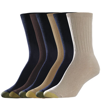 Womens Gold Toe(R) 6pk. Extended Ribbed Crew Socks