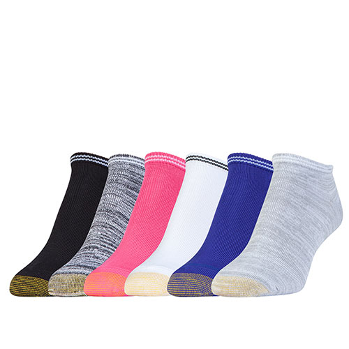 Womens Gold Toe(R) 6pk. Ultra Soft Free Feed Stripe Liner Socks