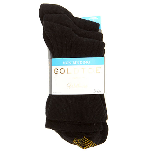 Womens Gold Toe(R) 3pk. Non-Binding Salon Short Crew Socks