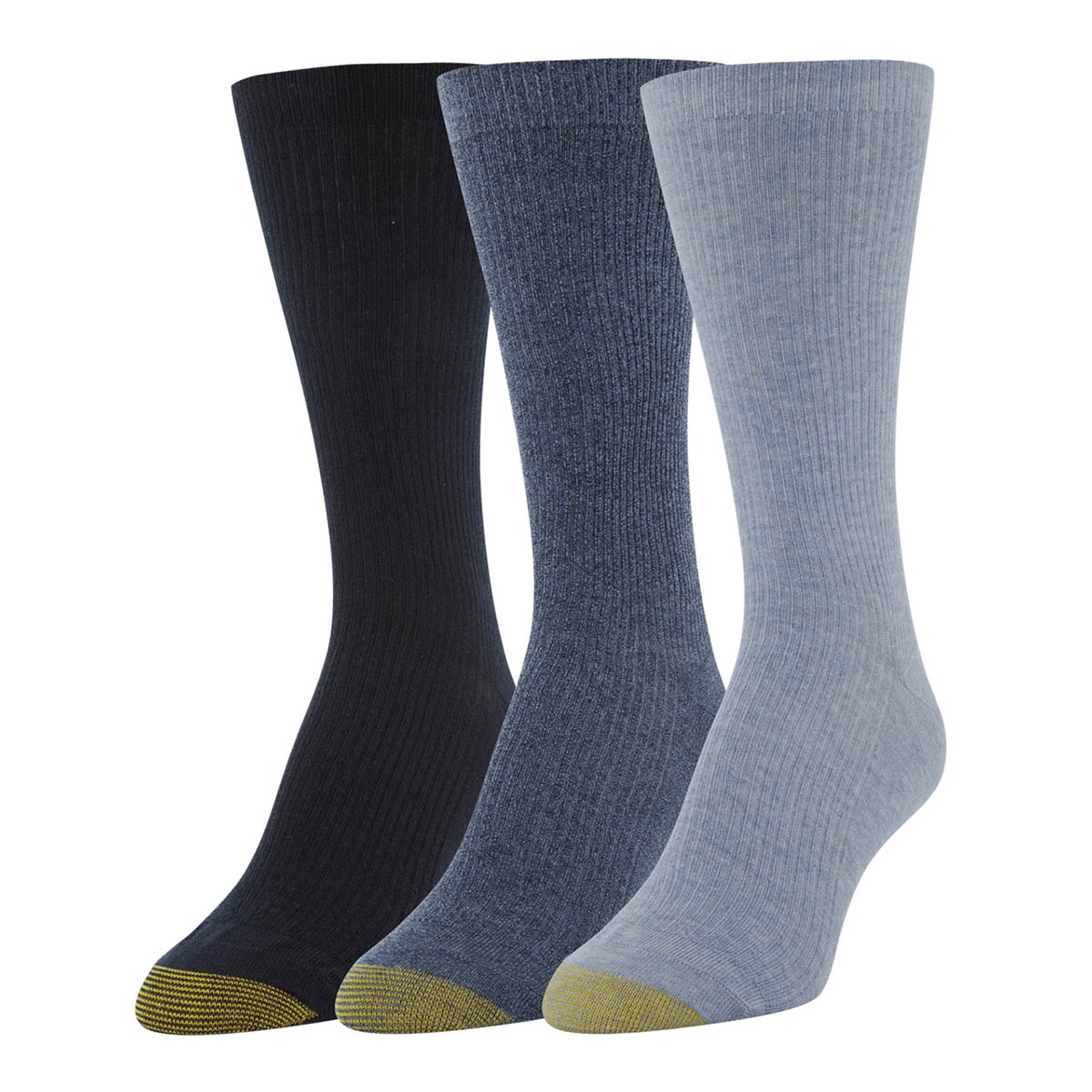 Womens Gold Toe(R) 3pk. Non-Binding Ribbed Crew Socks