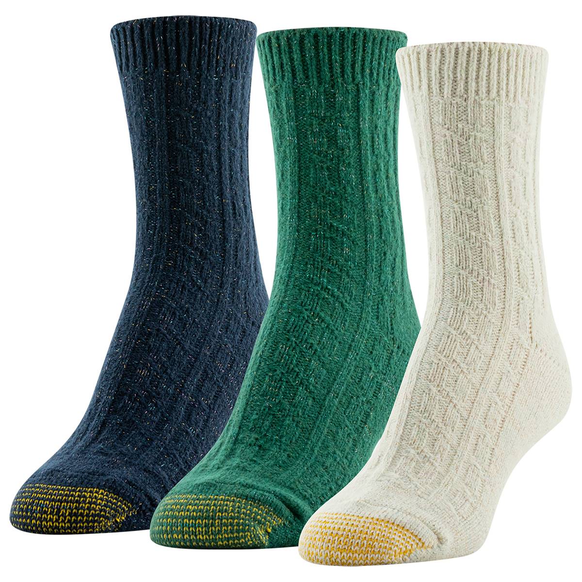 Womens Gold Toe(R) 3pk. Sparkle Cable Knit Midi Socks