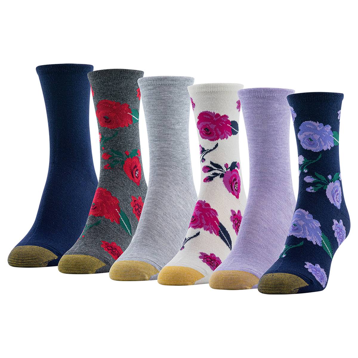 Womens Gold Toe(R) 6pk. Floral Crew Socks