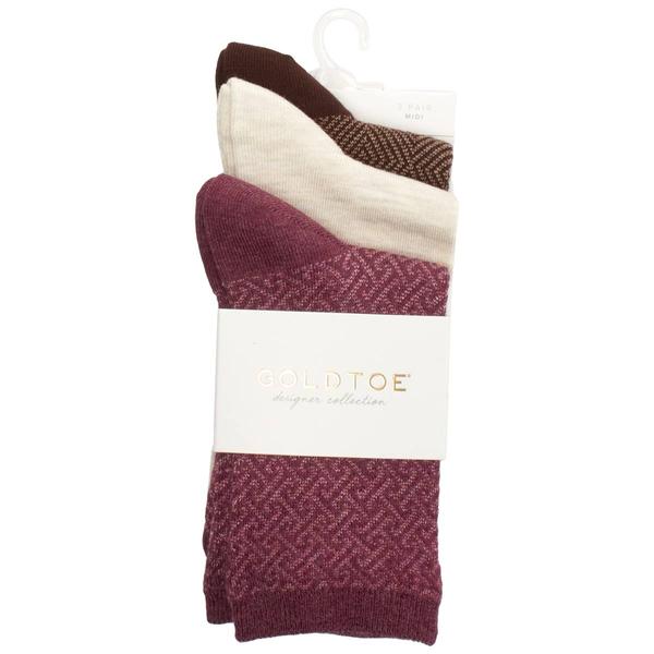 Womens Gold Toe(R) 3pk. Geo Link Midi Socks