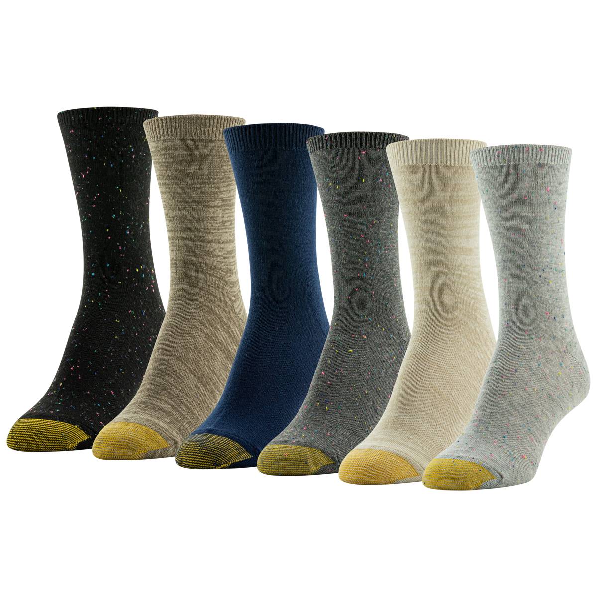 Womens Gold Toe(R) 6pk. Flat Knit Shot Crew Socks