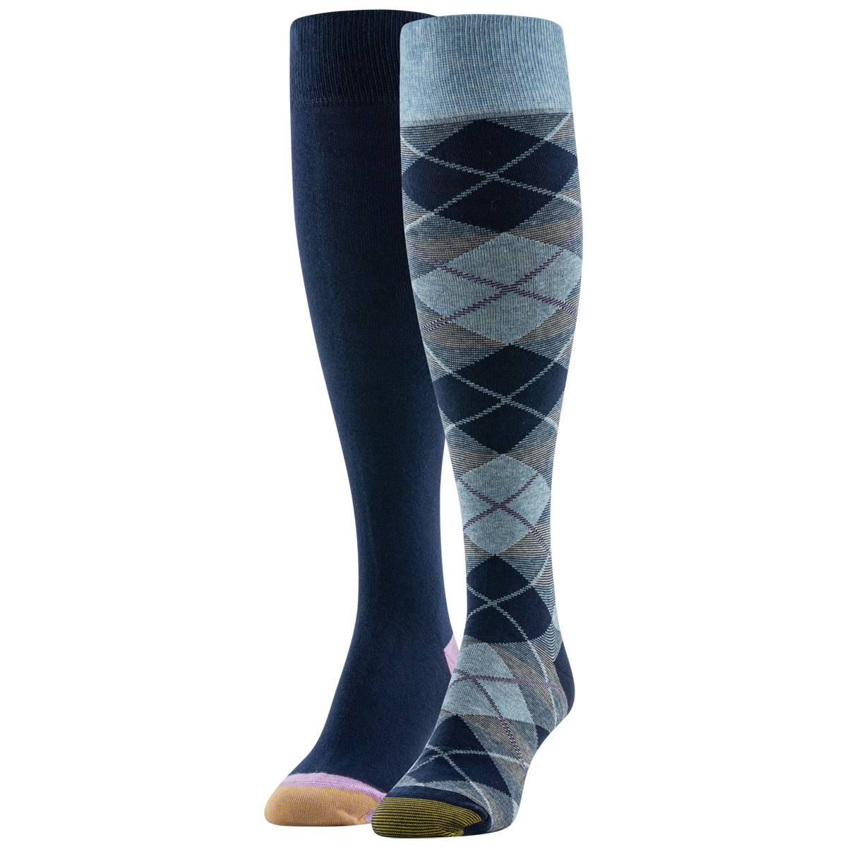 Womens Gold Toe(R) 2pk. Bright Eco Plaid Knee High Socks