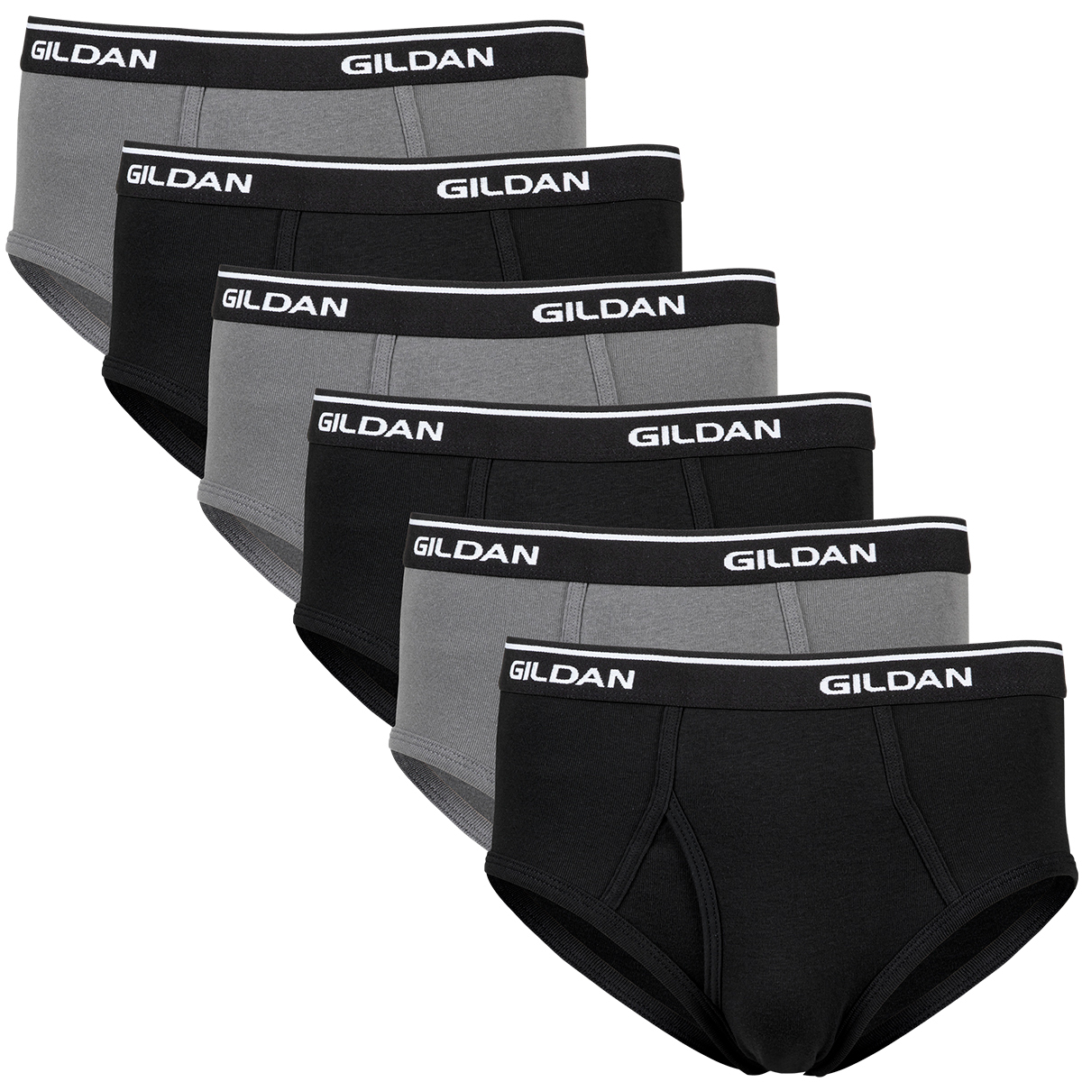 Mens Gildan(R) 6pk. Select Classic Briefs - Black/Grey