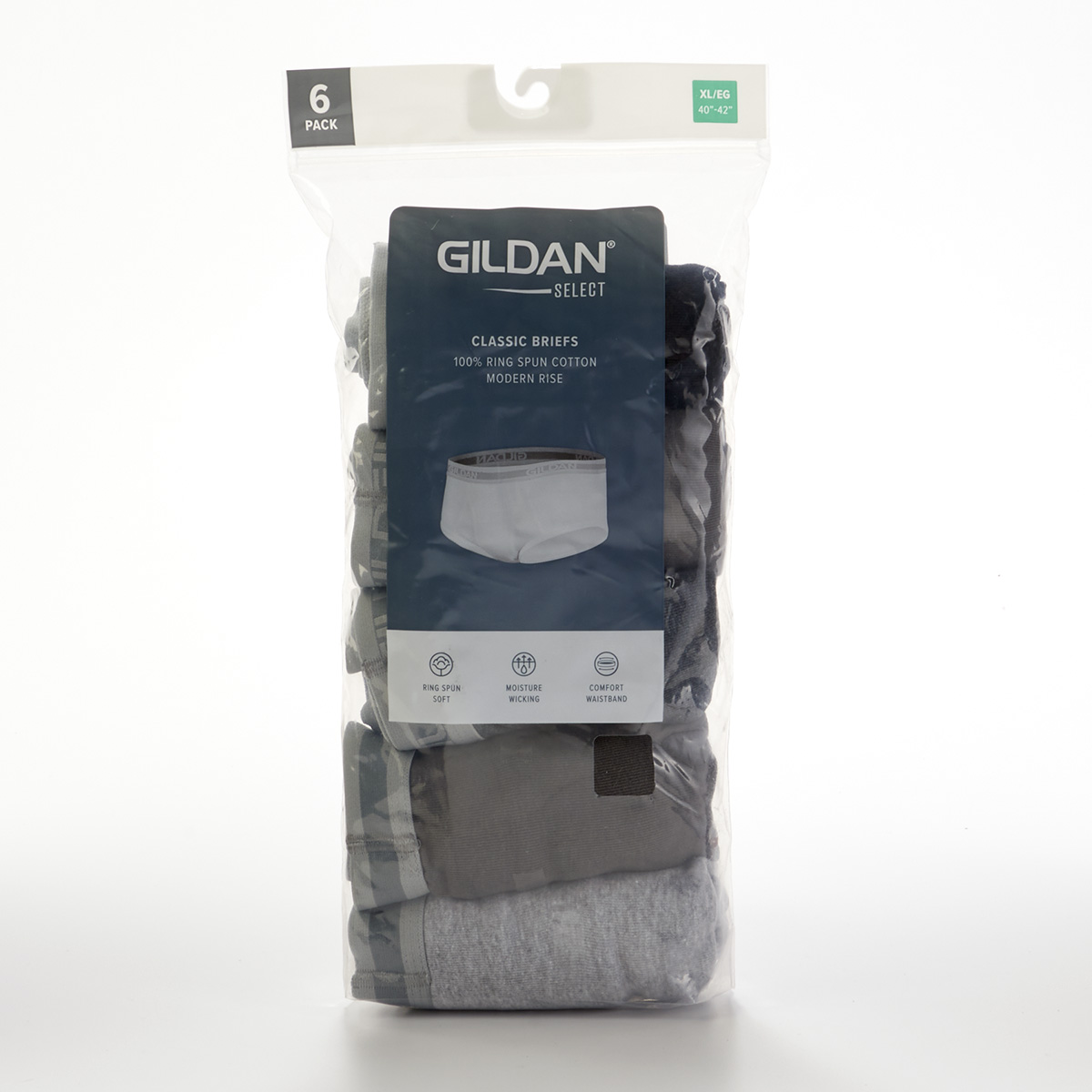 Mens Gildan(R) 6pk. Select Classic Briefs - Black/Grey