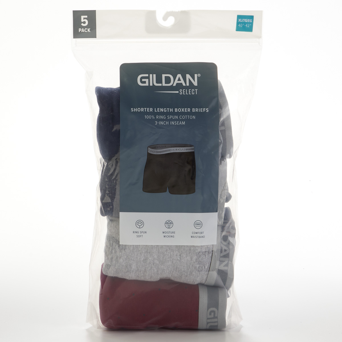 Mens Gildan(R) 5pk. Select Short Leg Boxer Briefs