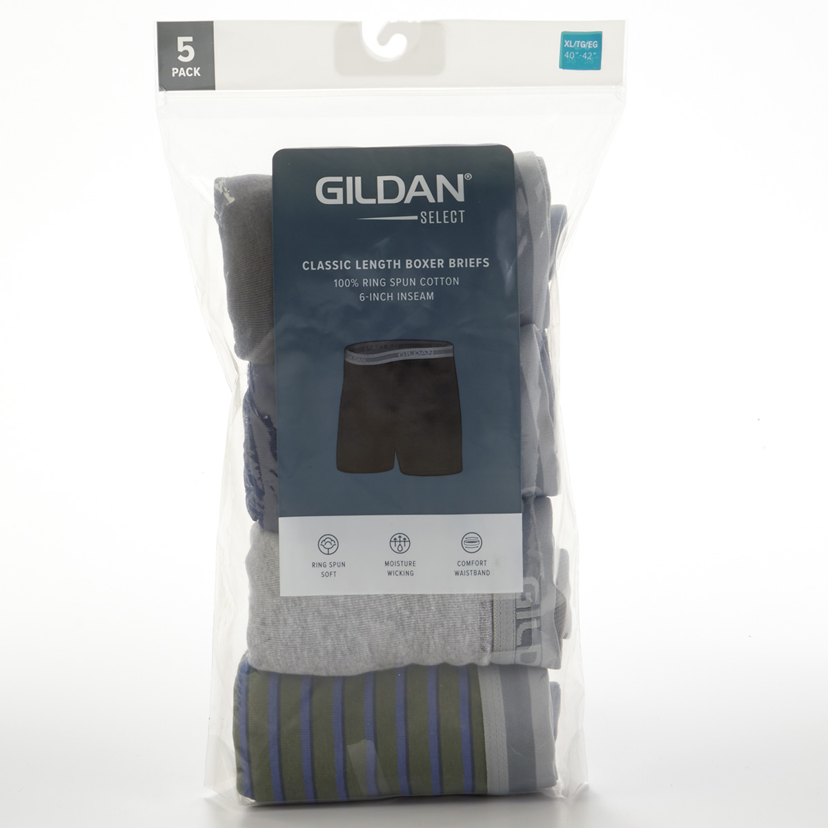 Mens Gildan(R) Select 5pk. Long Leg Boxer Briefs