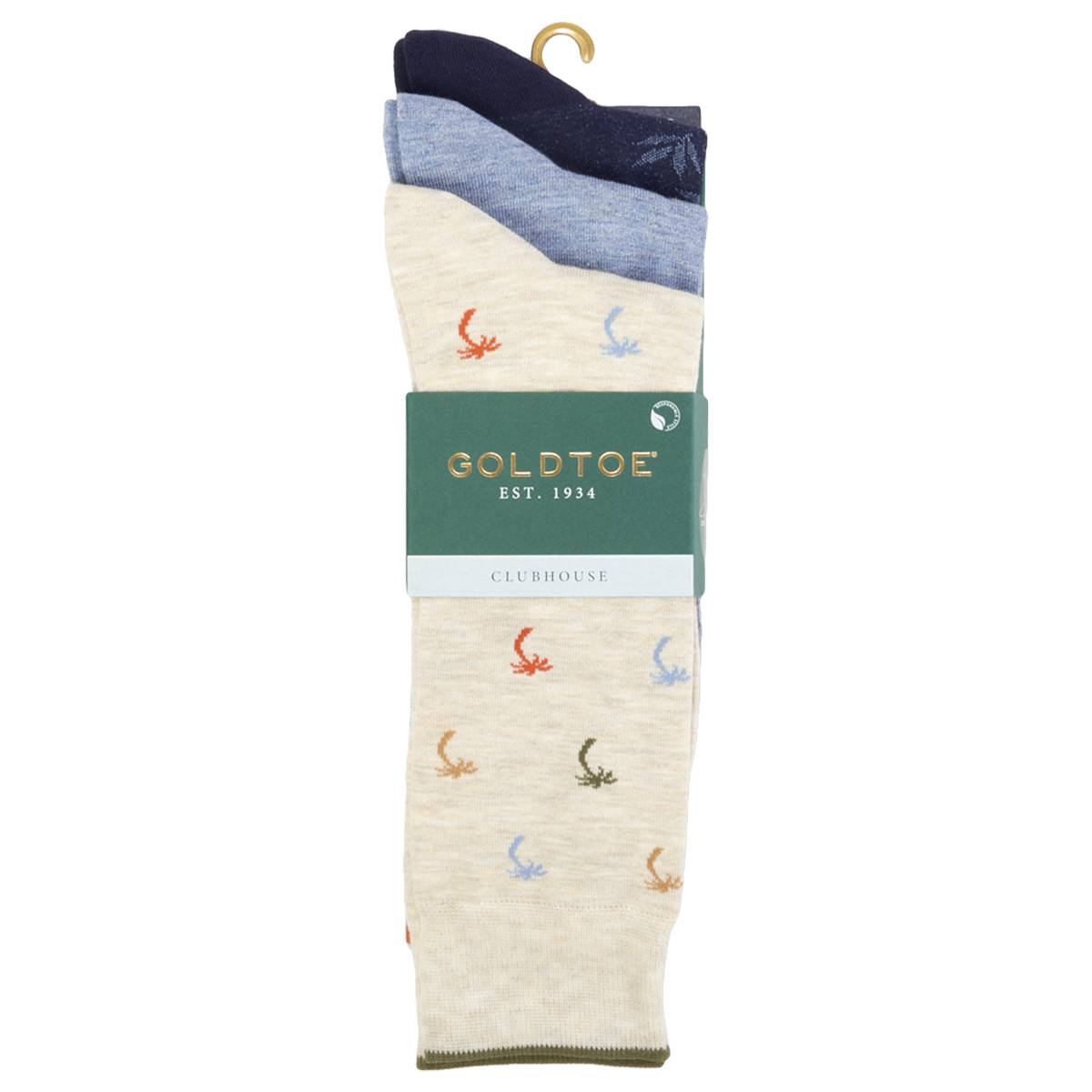 Mens Gold Toe(R) Clubhouse 3pk. Crew Dress Socks - Tan/Blue