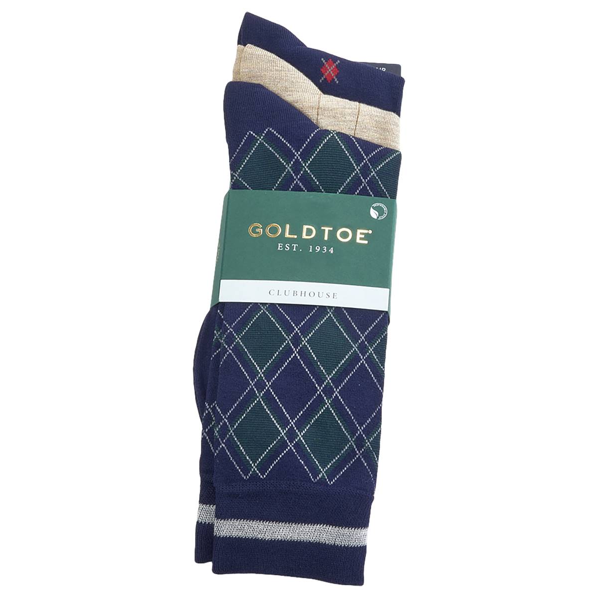 Mens Gold Toe(R) 3pk. Clubhouse Crew Dress Socks - Navy/Multi