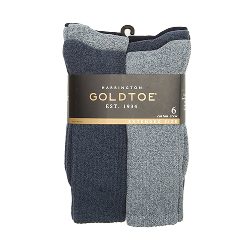 Mens Gold Toe(R) 6pk. Harrington Crew Extended Dress Socks