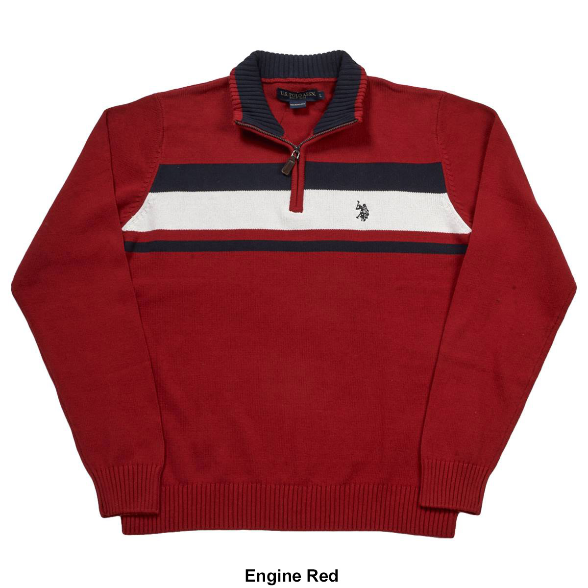 Mens U.S. Polo Assn.(R) Stripe Cotton 1/4 Zip Sweater