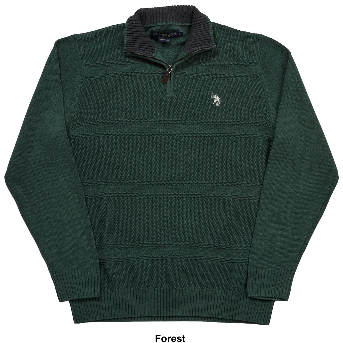 Mens U.S. Polo Assn.(R) Solid Stitch Textured 1/4 Zip Sweater