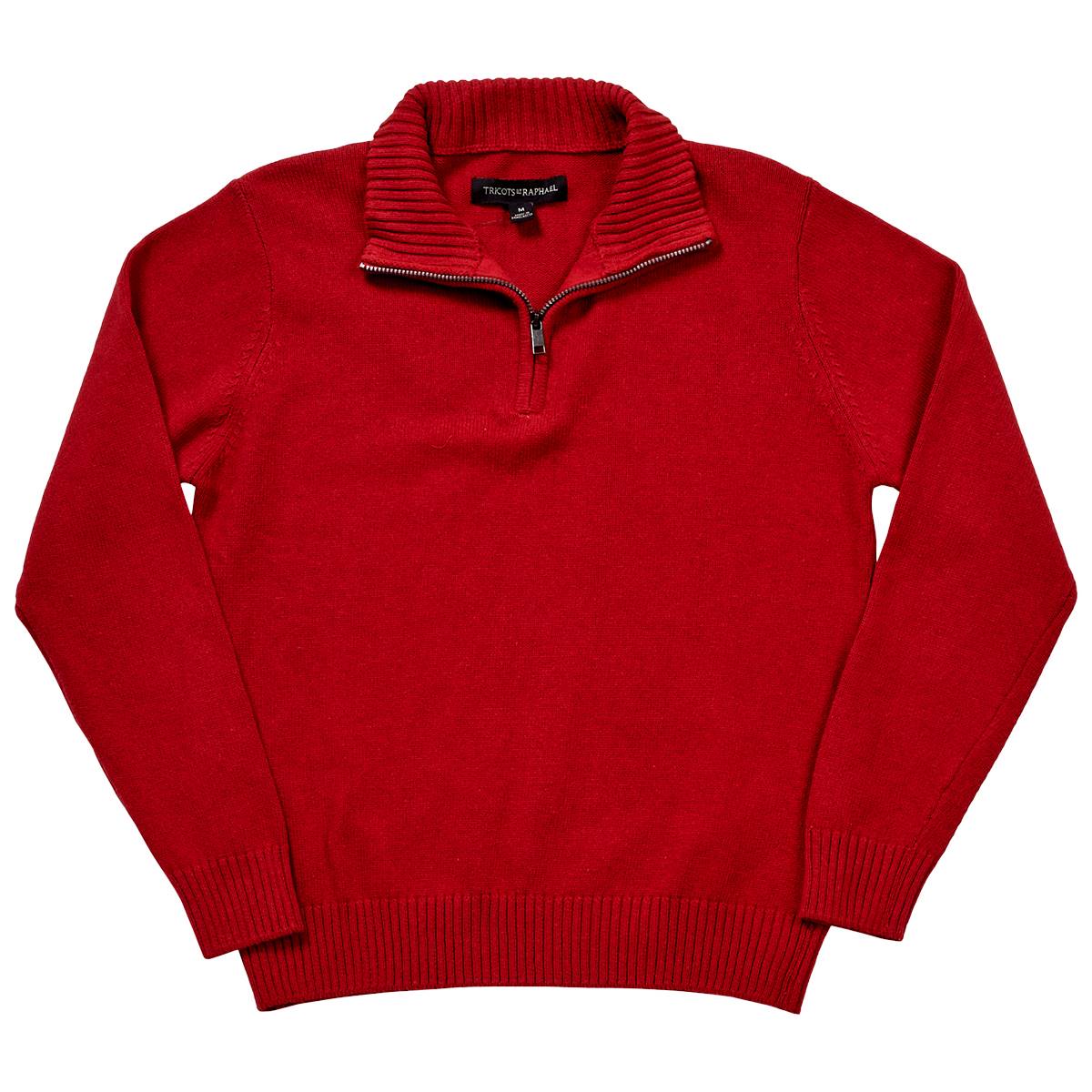 Boys (8-20) Tricots St. Raphael Solid 1/4 Zip Long Sleeve Sweater