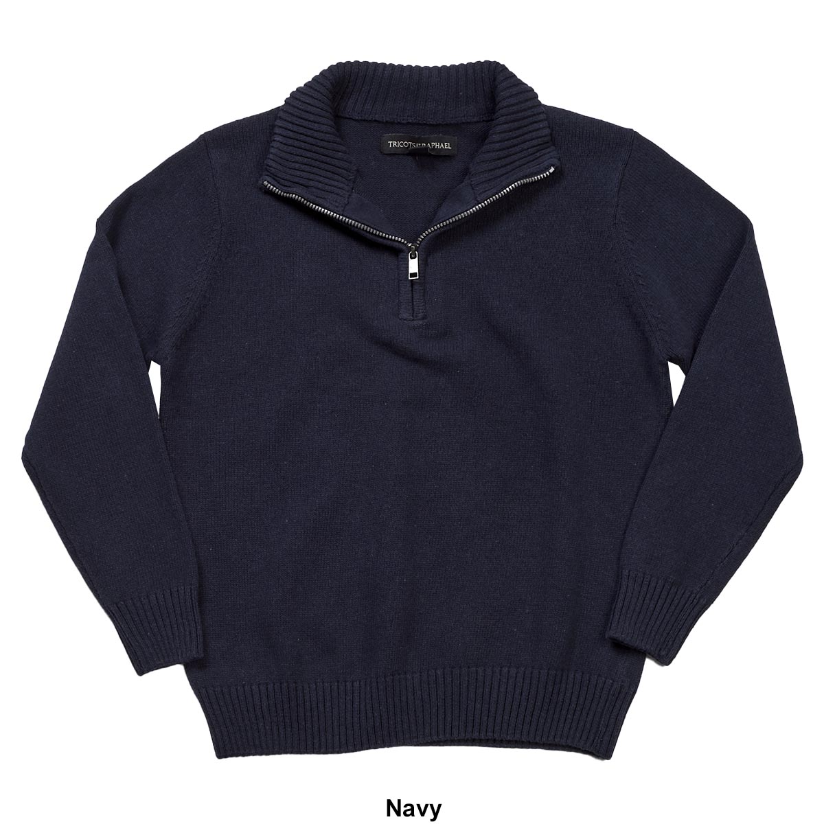 Boys (8-20) Tricots St. Raphael Solid 1/4 Zip Long Sleeve Sweater