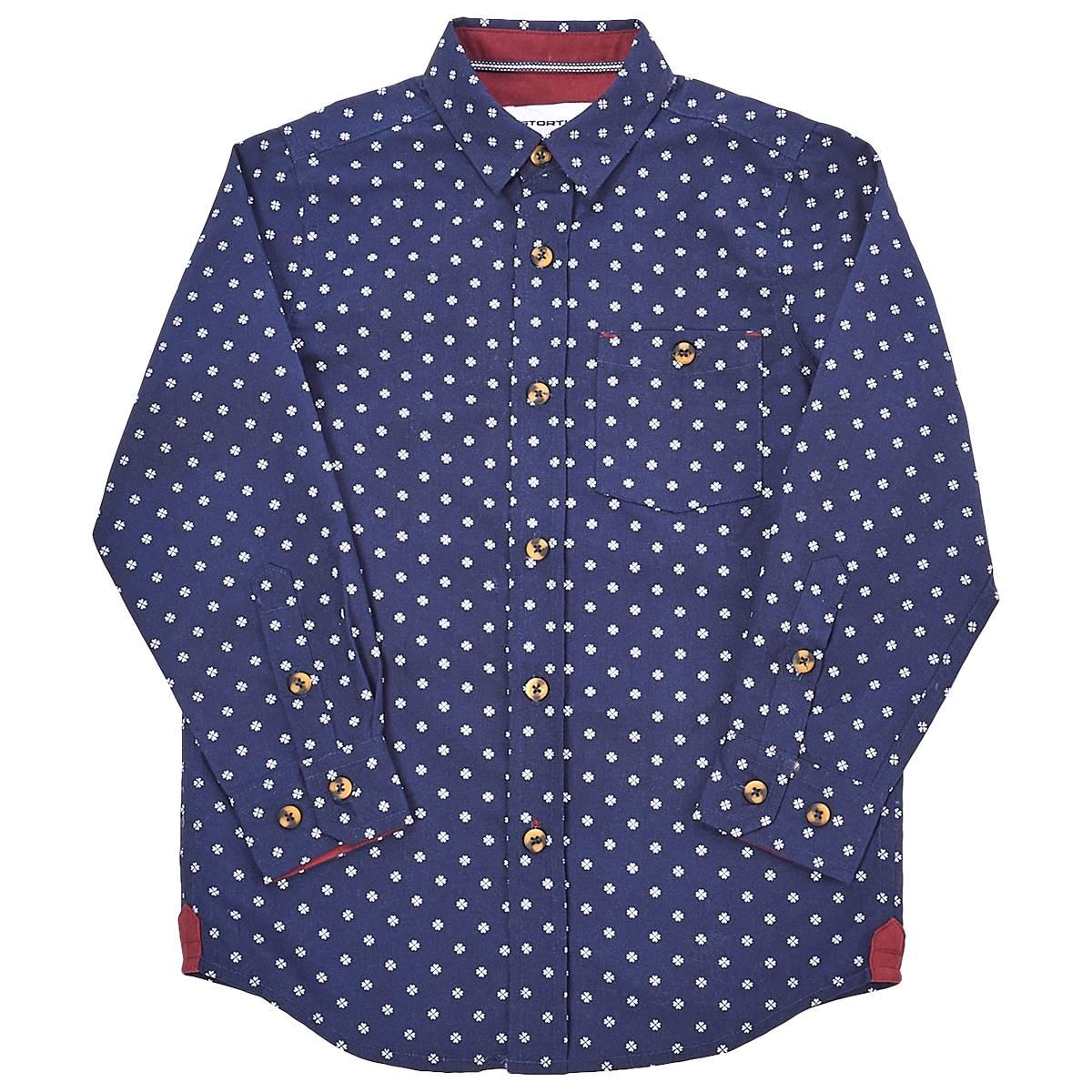 Boys (4-7) Distortion Microfiber Geometric Button Down Shirt