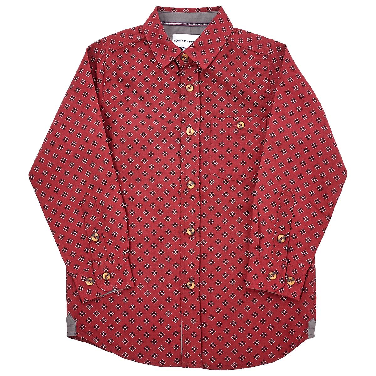 Boys (4-7) Distortion Microfiber Button Down Shirt - Burgundy