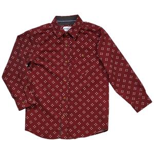 Boys (4-7) Distortion Long Sleeve Button Down Shirt - Burgundy