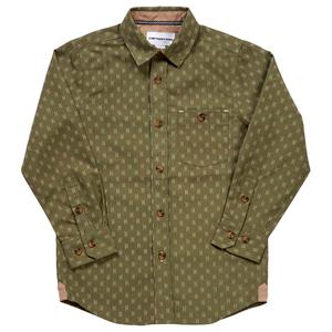 Boys (4-7) Distortion Long Sleeve Geometric Button Down - Olive