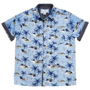 Boys (8-20) Distortion Palm Tree & Flamingo Button Down Shirt