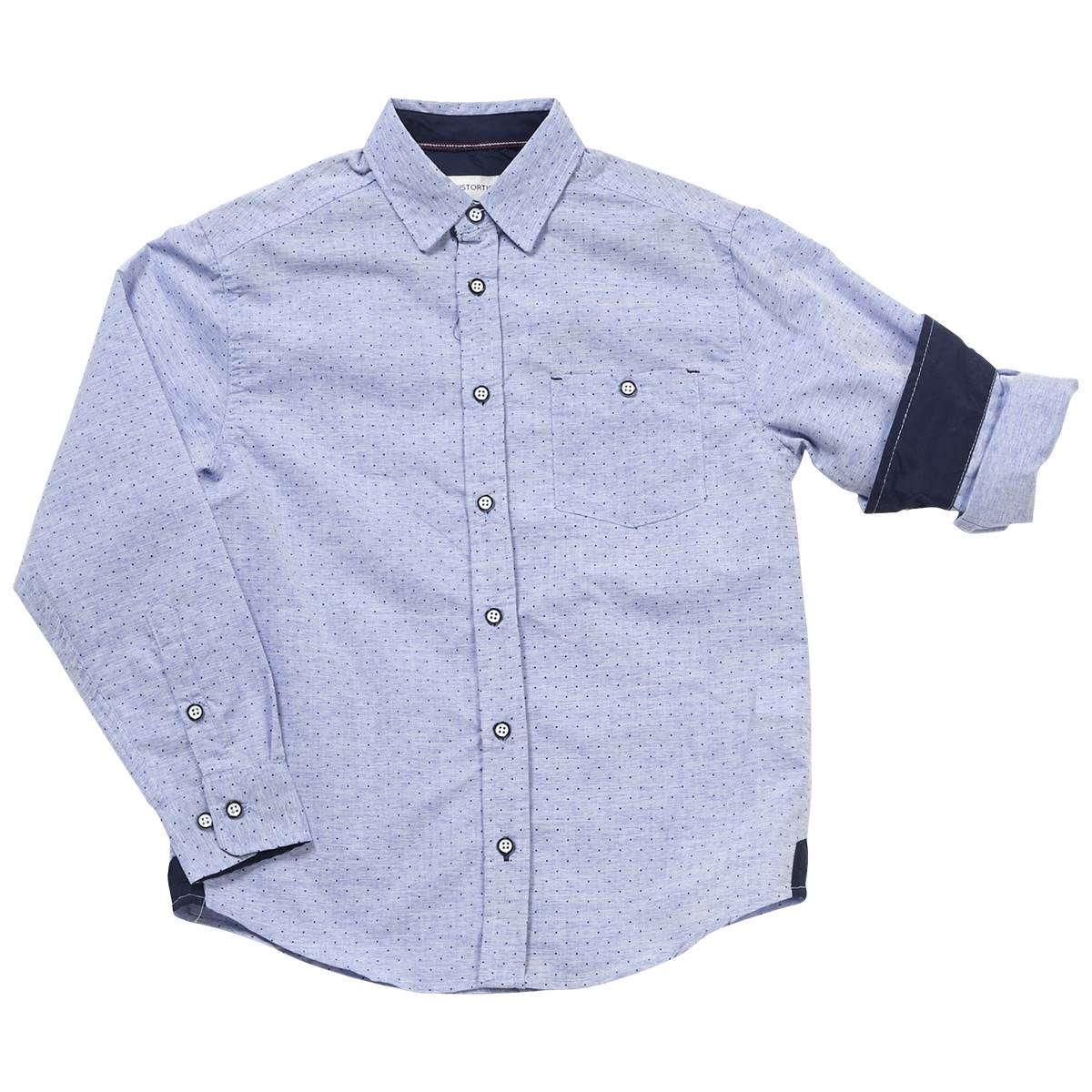 Boys (8-16) Distortion Long Sleeve Button Down Shirt - Blue