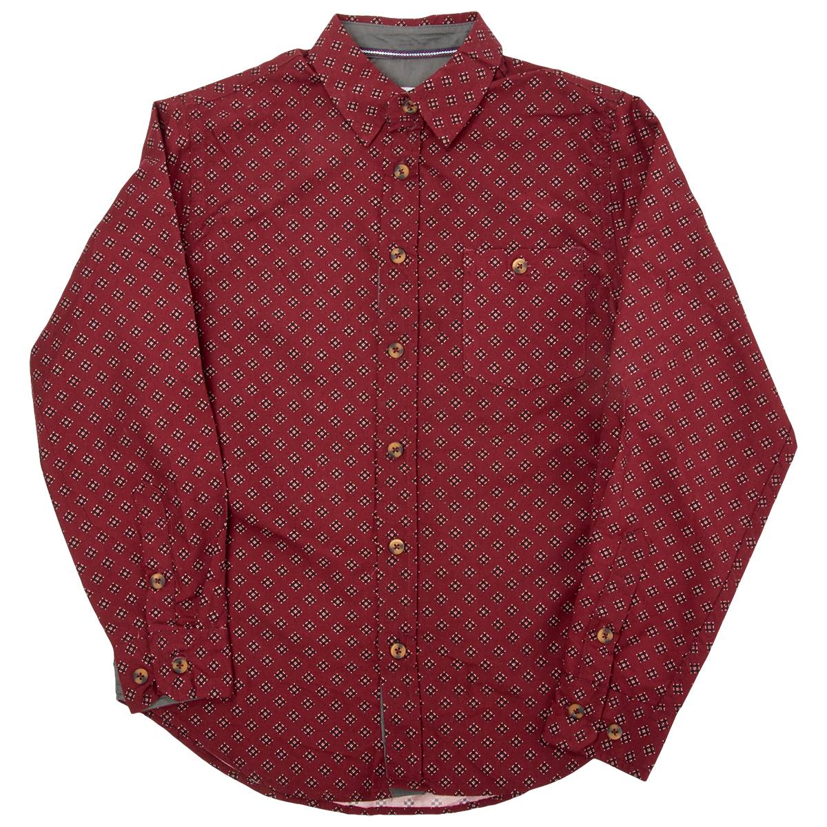 Boys (8-16) Distortion Long Sleeve Diamond Button Down Shirt