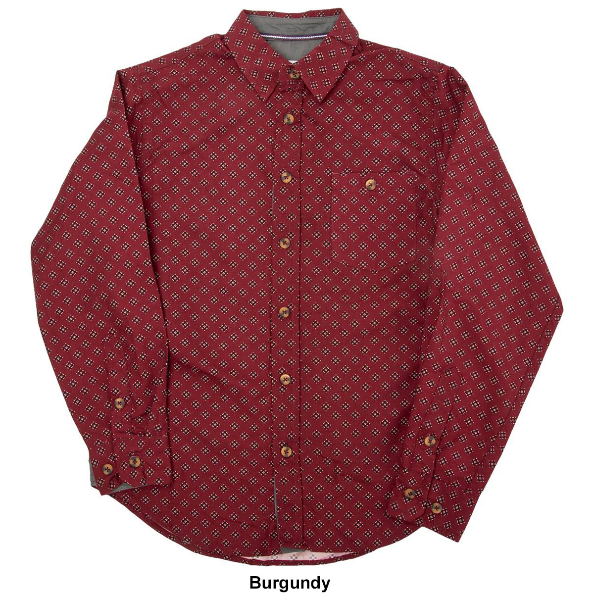 Boys (8-16) Distortion Long Sleeve Diamond Button Down Shirt