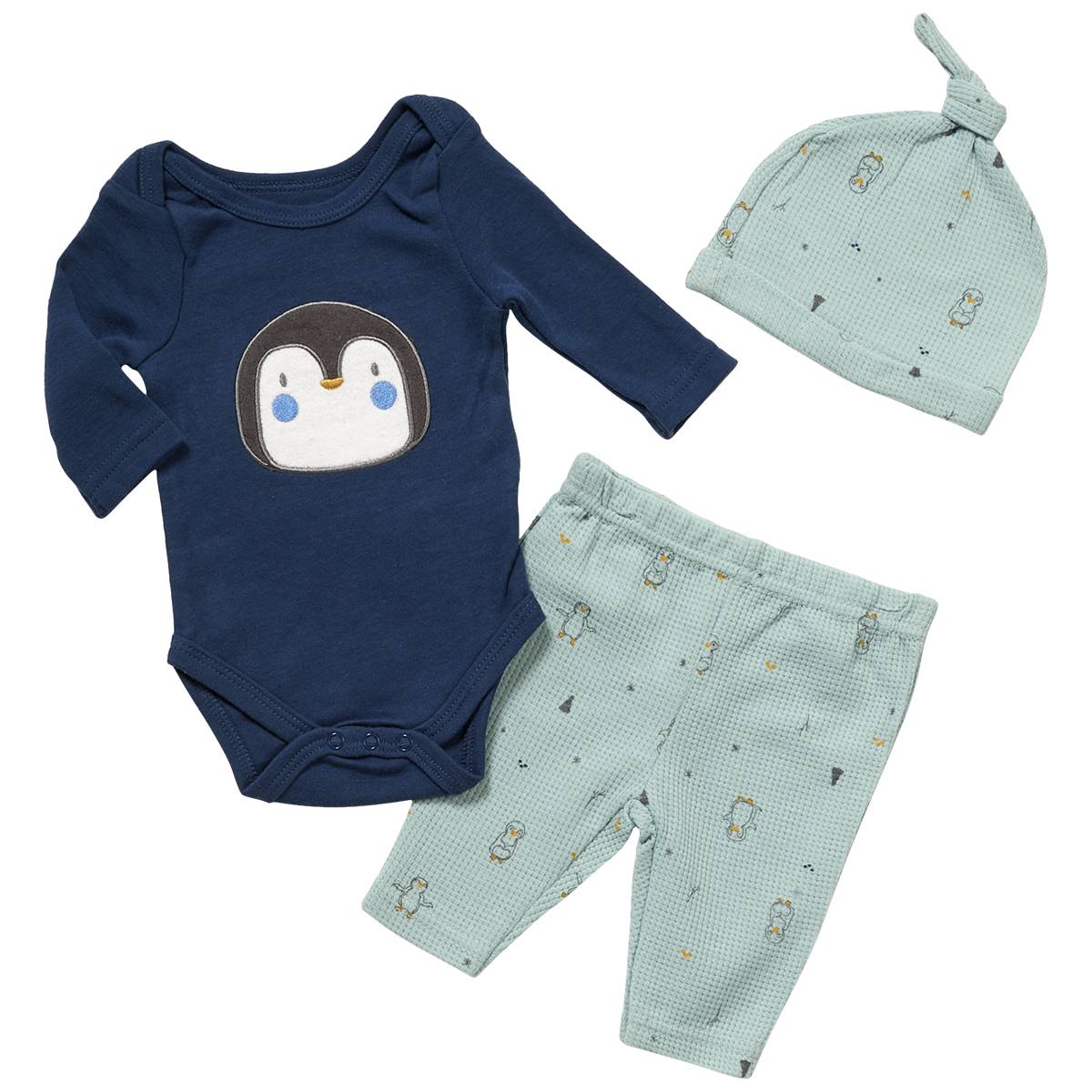 Baby Boy (NB) Sterling Baby Penguin Thermal Bodysuit & Pants Set