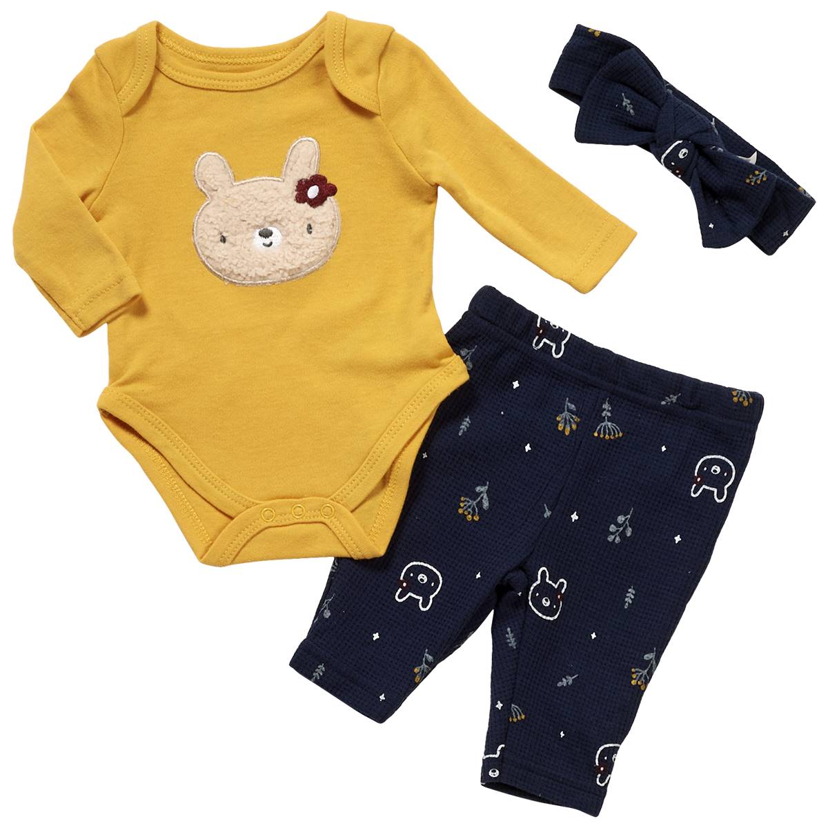 Baby Girl (NB) Sterling Baby Bunny Thermal Bodysuit & Pants Set