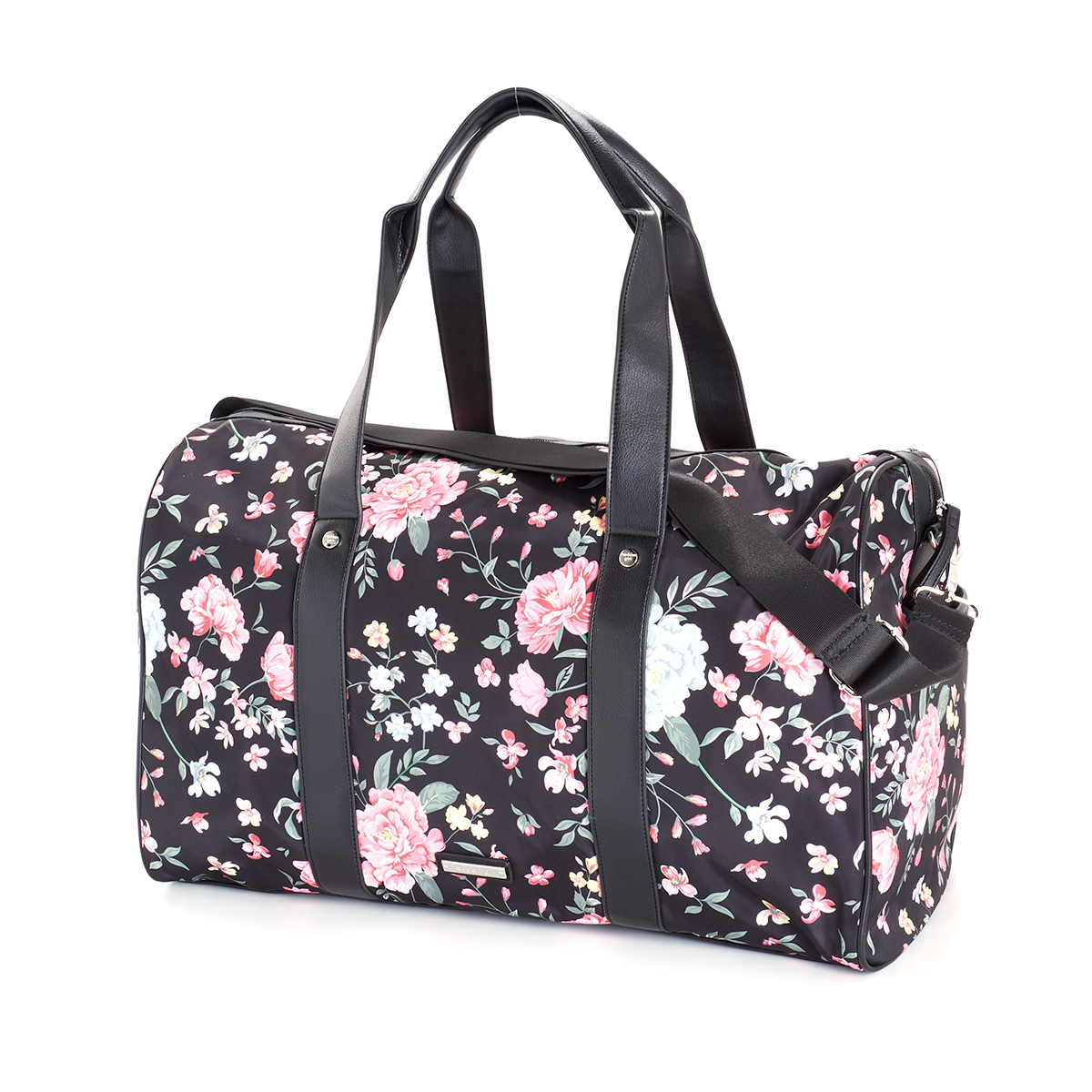 Madden Girl Canvas Weekender Duffle - Black/Rose