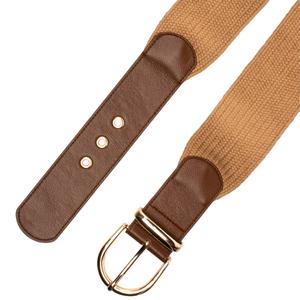 Womens Steve Madden Straw Stretch Cognac Belt alternate view