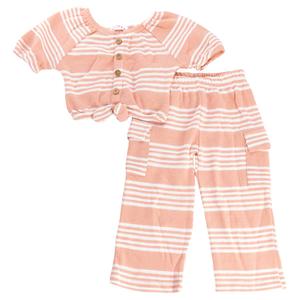 Toddler Girl Lemon Kiss Striped Knot Front & Wide Leg Cargo Set alternate view