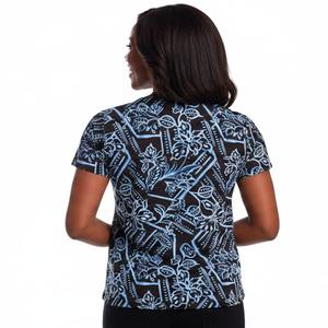 Womens Caribbean Joe Short Sleeve Lattice Round Neck Blouse alternate view