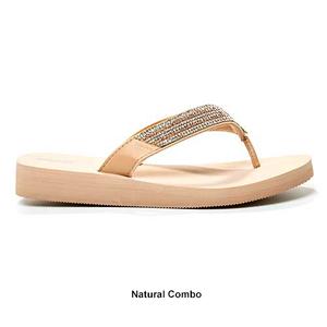 Womens Capelli Faux Leather Rhinestone Trim Flip Flops alternate view