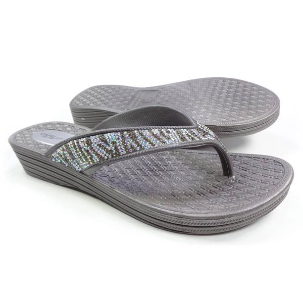 Womens Capelli New York Zebra Gem Flip Flops