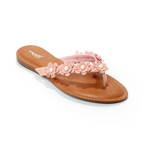Womens Capelli New York Faux Leather Flower Flip Flops