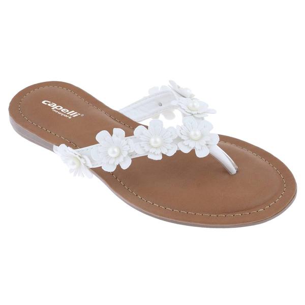 Womens Capelli New York Faux Leather Flower Flip Flops alternate view