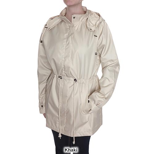 Womens Capelli Solid Cinched Waist Rain Slicker alternate view
