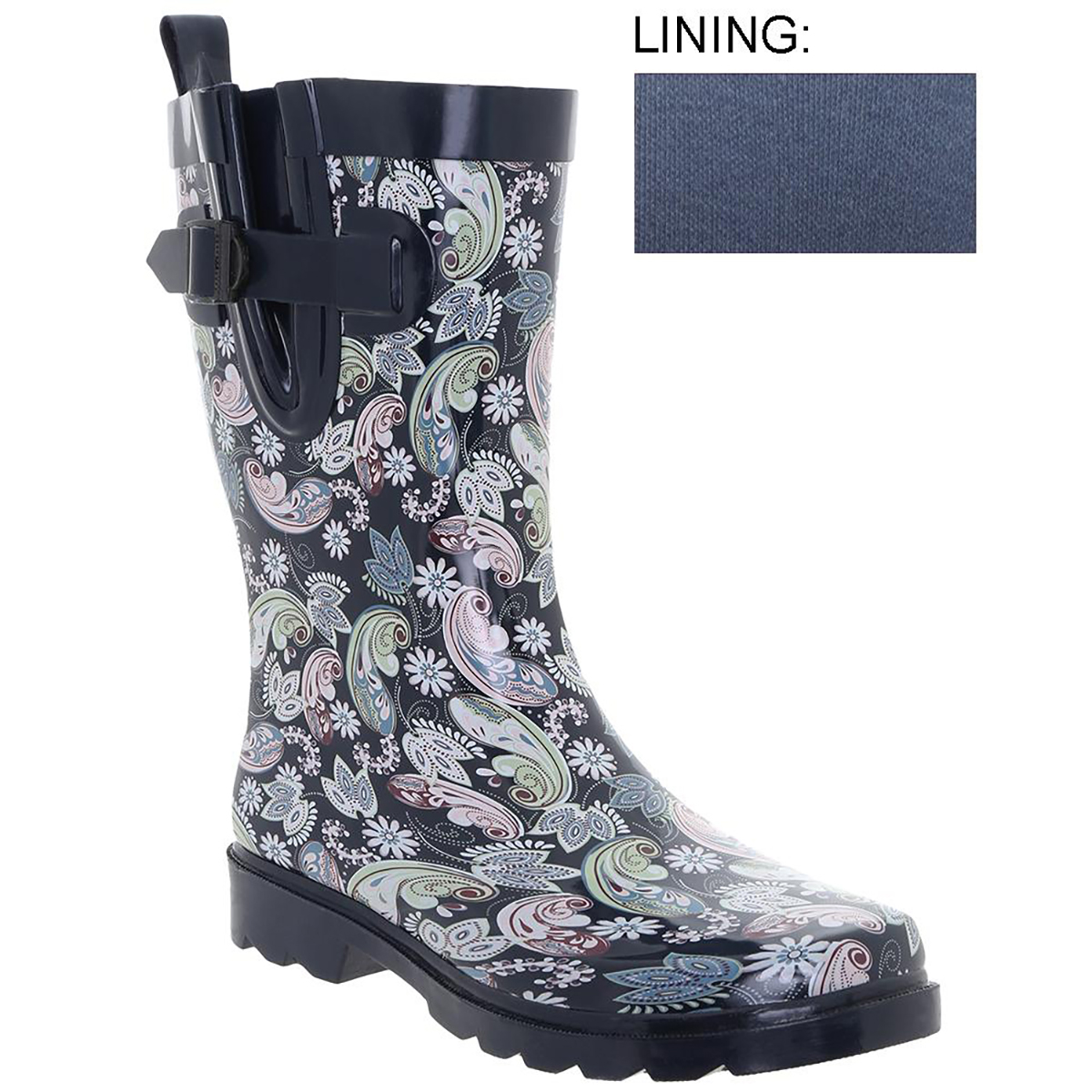 Womens Capelli New York Mid Ornate Paisley Ankle Rain Boots